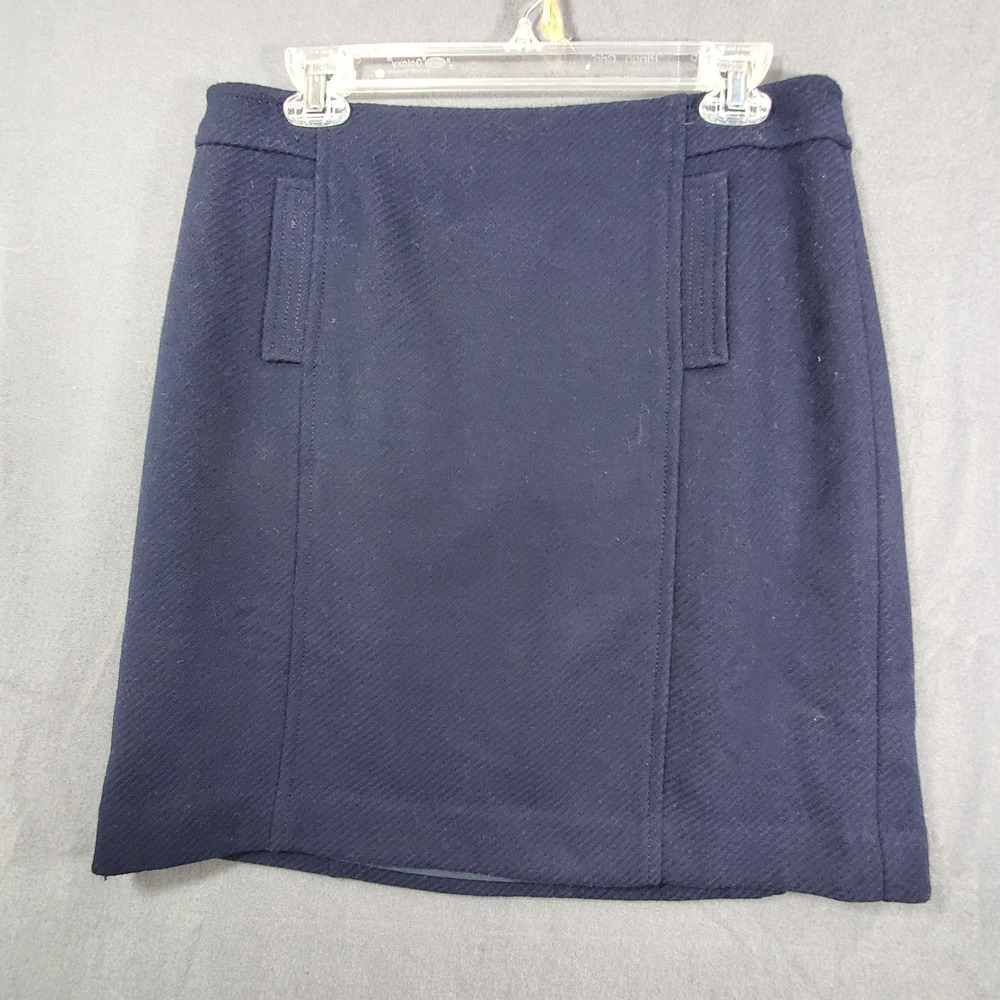 Talbots Petites Navy Blue Wool Blend Twill A-Line Skirt Size 8P VN1184 05/16